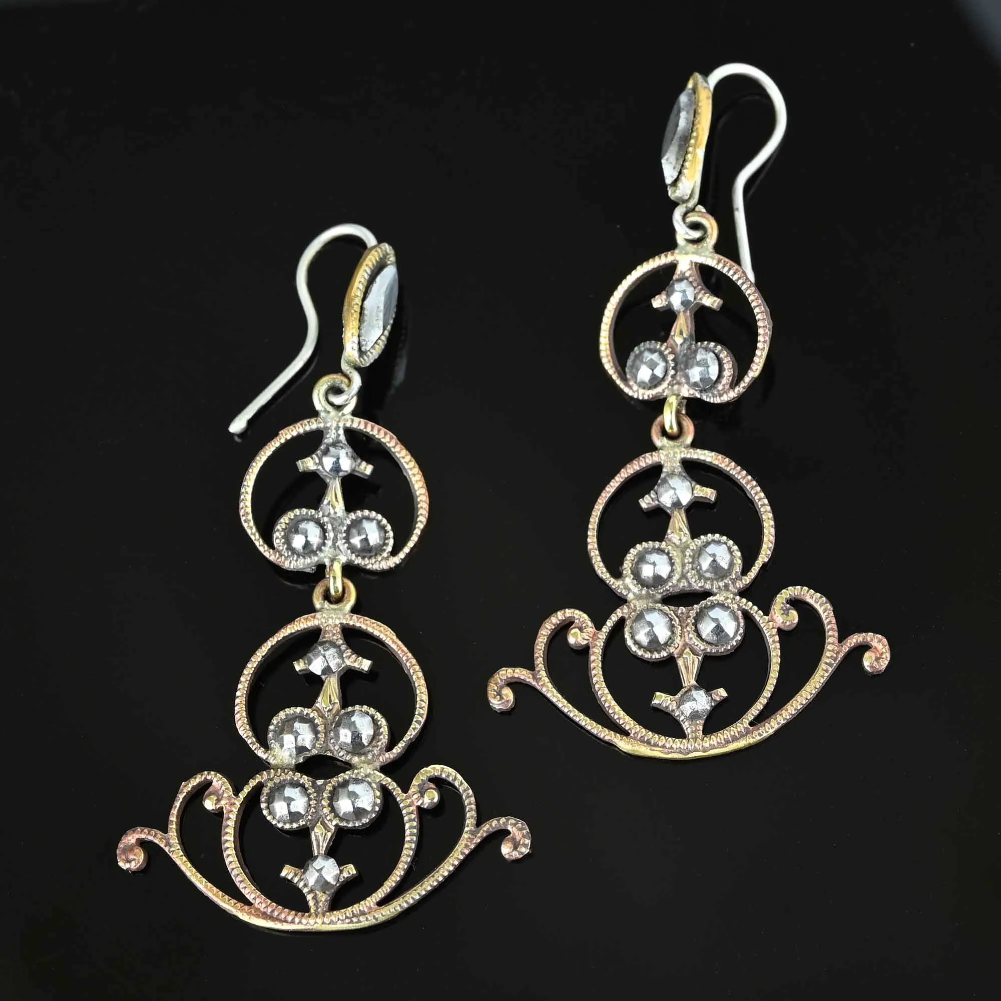 Antique Victorian Cut Steel Chandelier Earrings