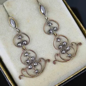 Antique Victorian Cut Steel Chandelier Earrings