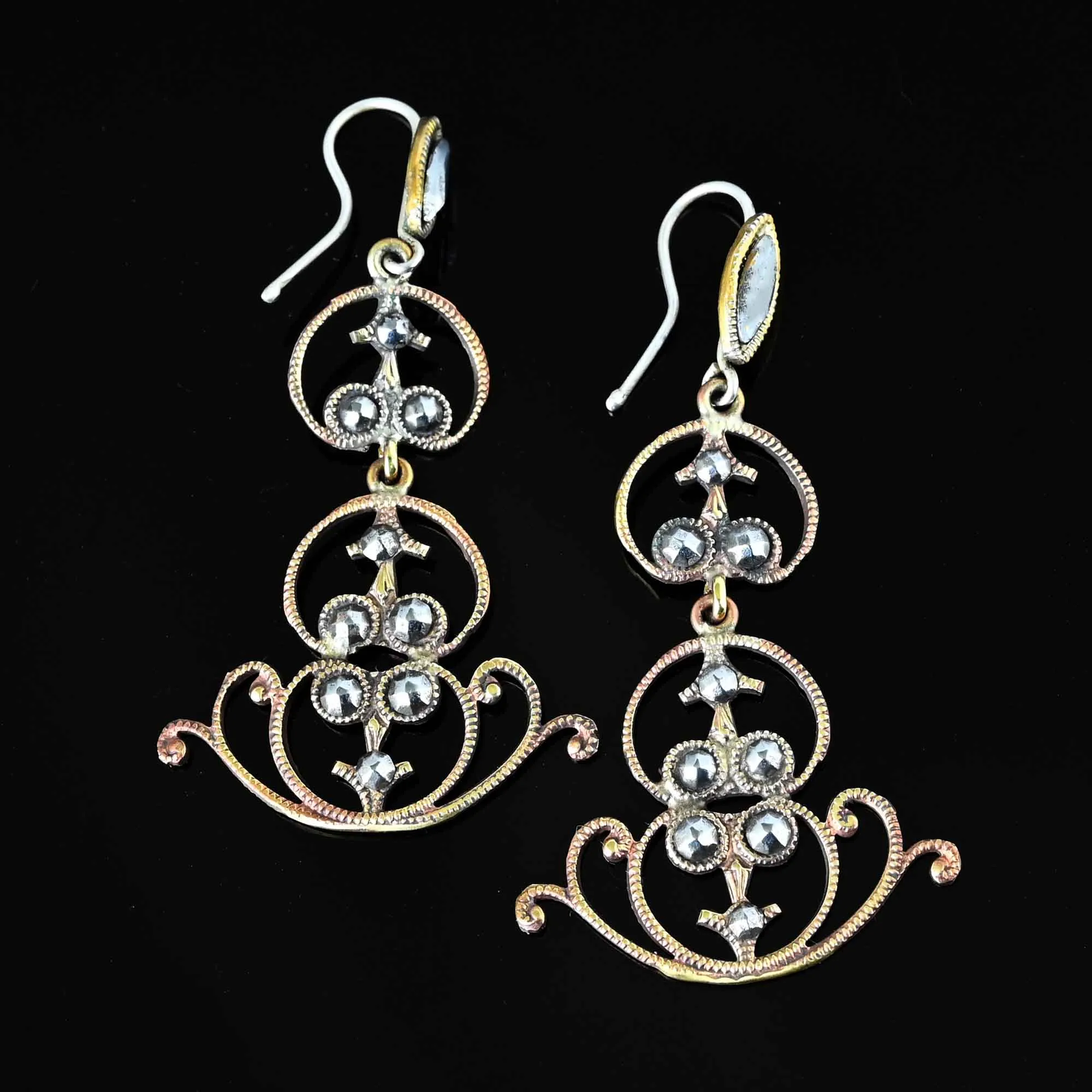 Antique Victorian Cut Steel Chandelier Earrings