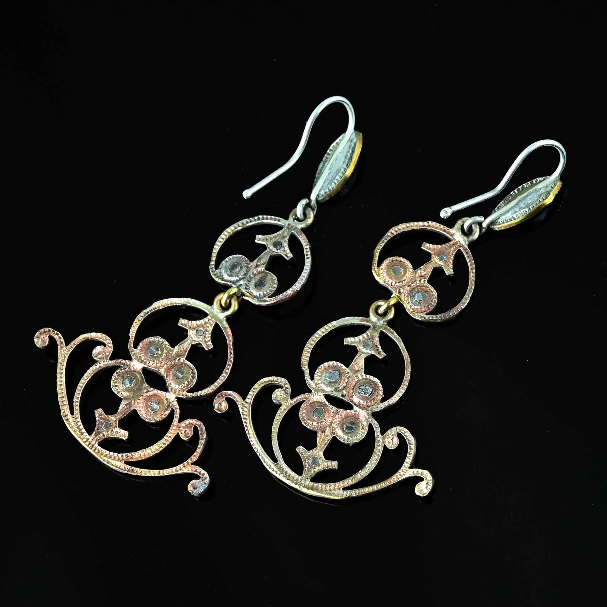 Antique Victorian Cut Steel Chandelier Earrings