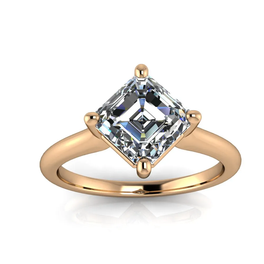 Asscher Cut Solitaire Engagement Ring - Kai