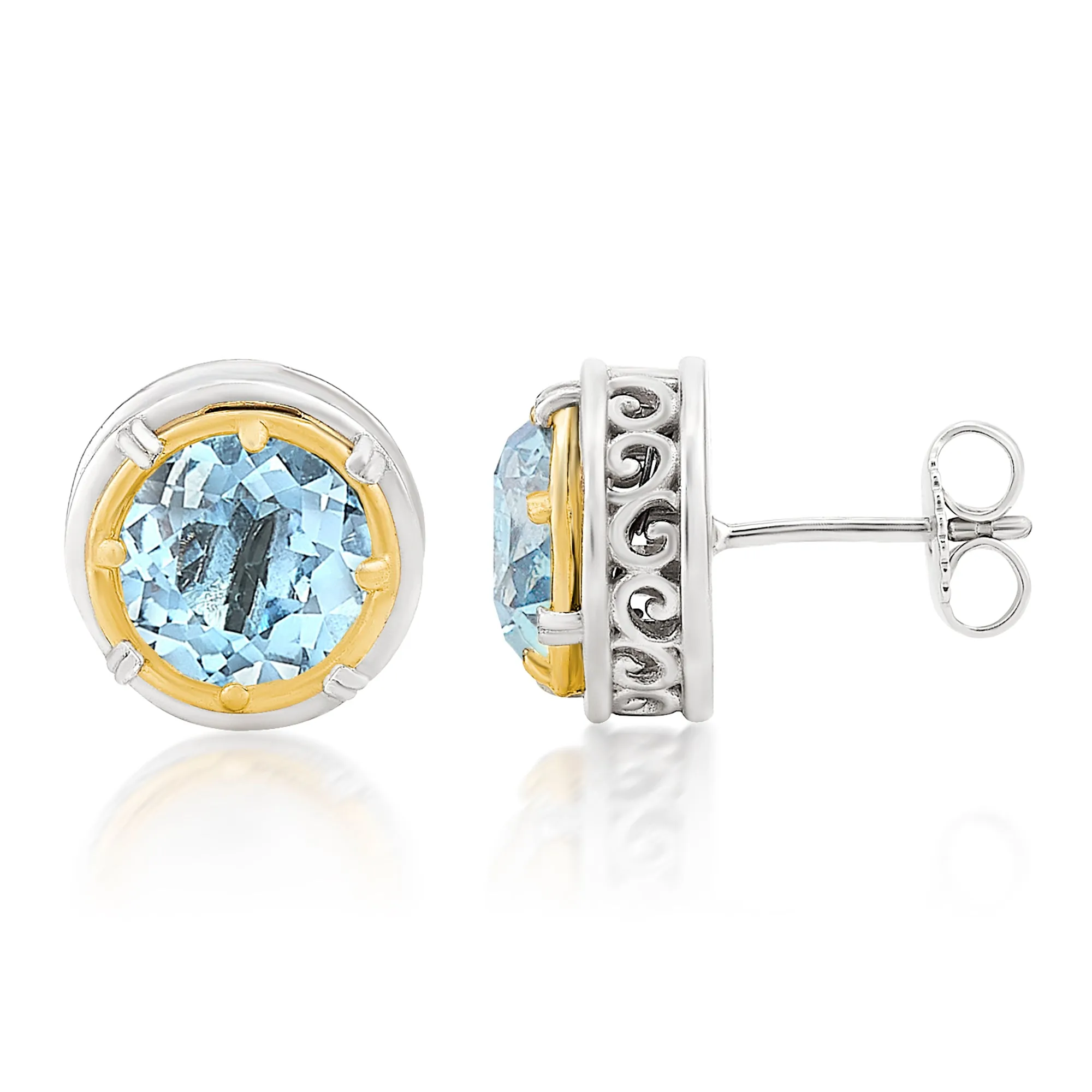 AT 808CTP-B TWO TONE BLUE TOPAZ POST EARRINGS