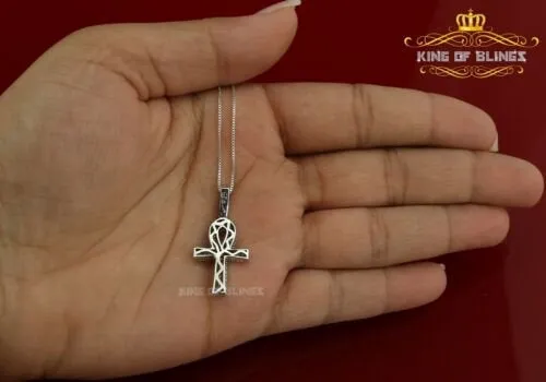 Attractive White ANKH 925 Sterling Silver Pendant with 0.82ct Cubic Zirconia