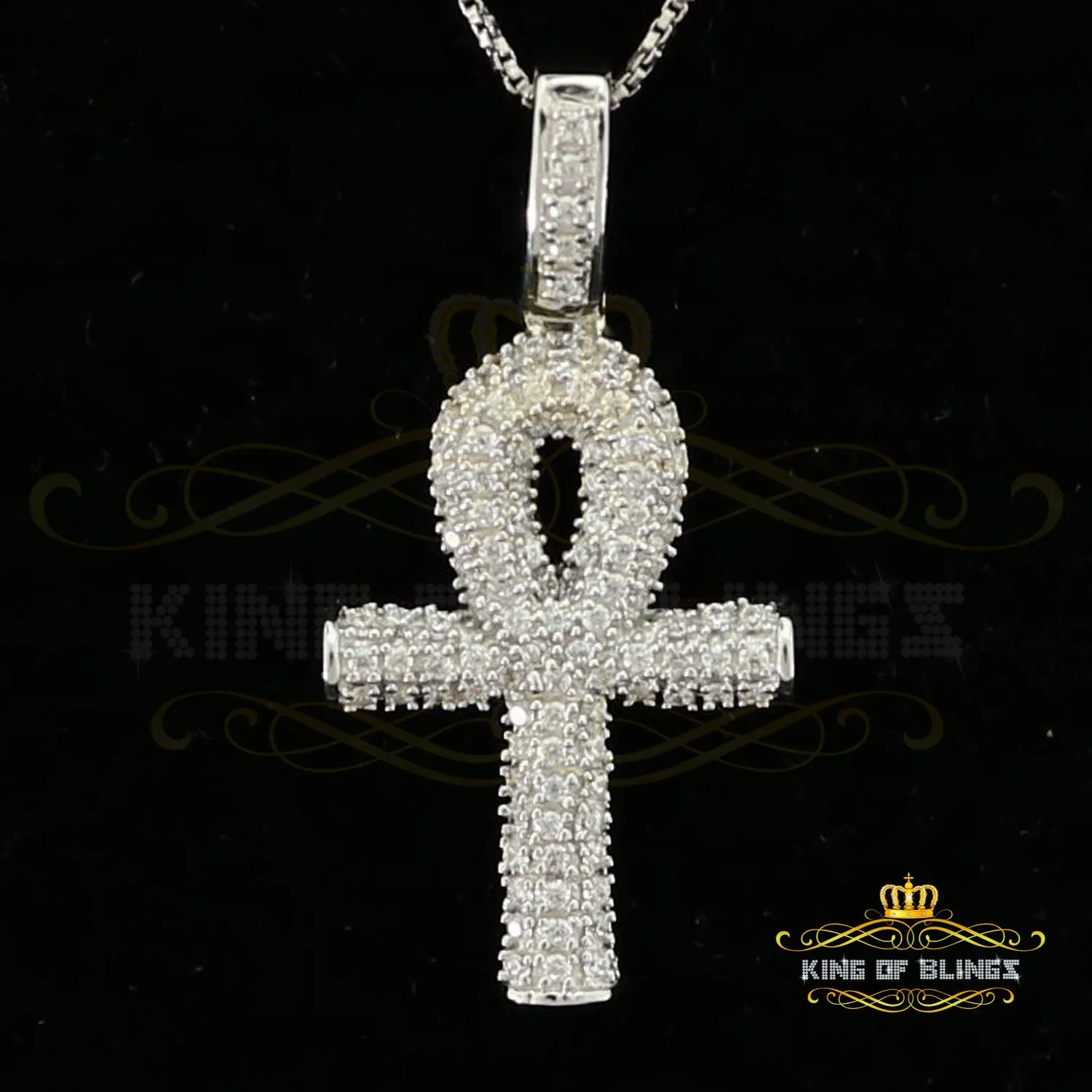 Attractive White ANKH 925 Sterling Silver Pendant with 0.82ct Cubic Zirconia