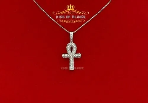 Attractive White ANKH 925 Sterling Silver Pendant with 0.82ct Cubic Zirconia