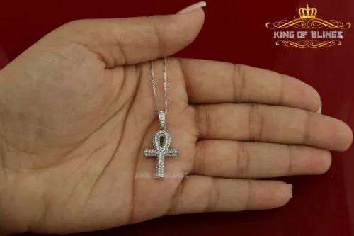 Attractive White ANKH 925 Sterling Silver Pendant with 0.82ct Cubic Zirconia