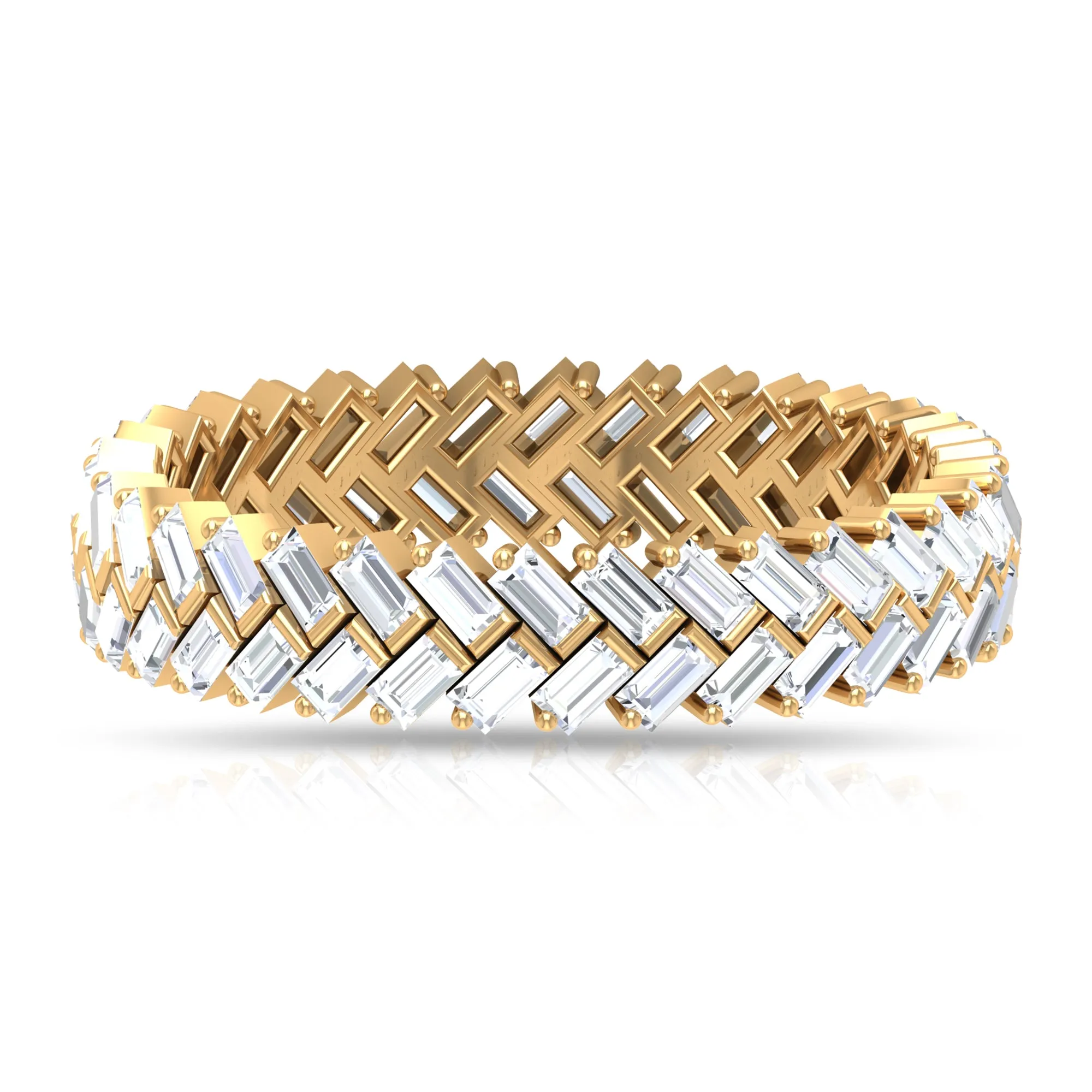 Baguette Cut Zircon Braided Eternity Wedding Band Ring