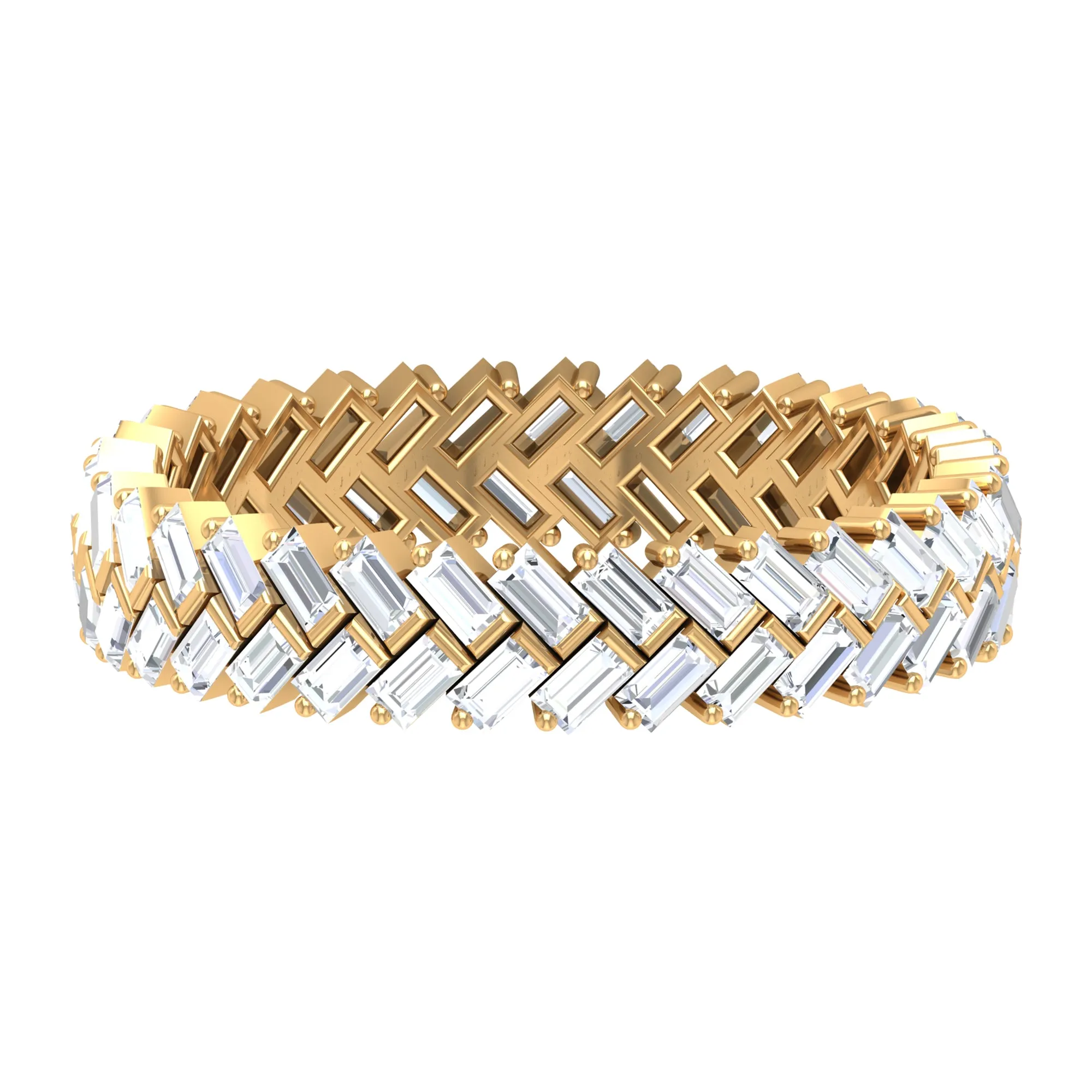 Baguette Cut Zircon Braided Eternity Wedding Band Ring