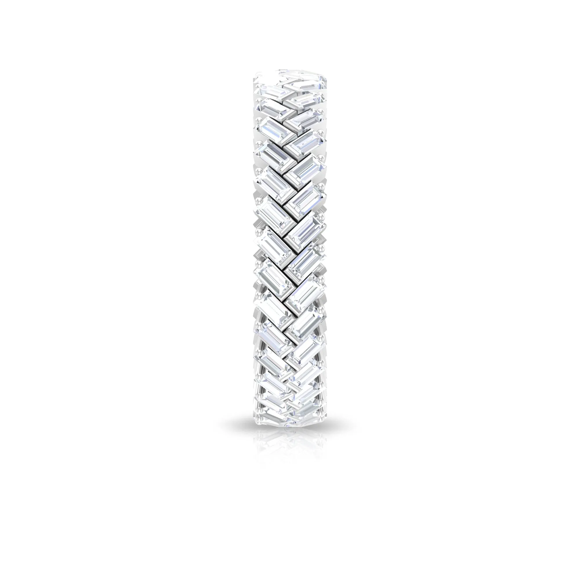 Baguette Cut Zircon Braided Eternity Wedding Band Ring