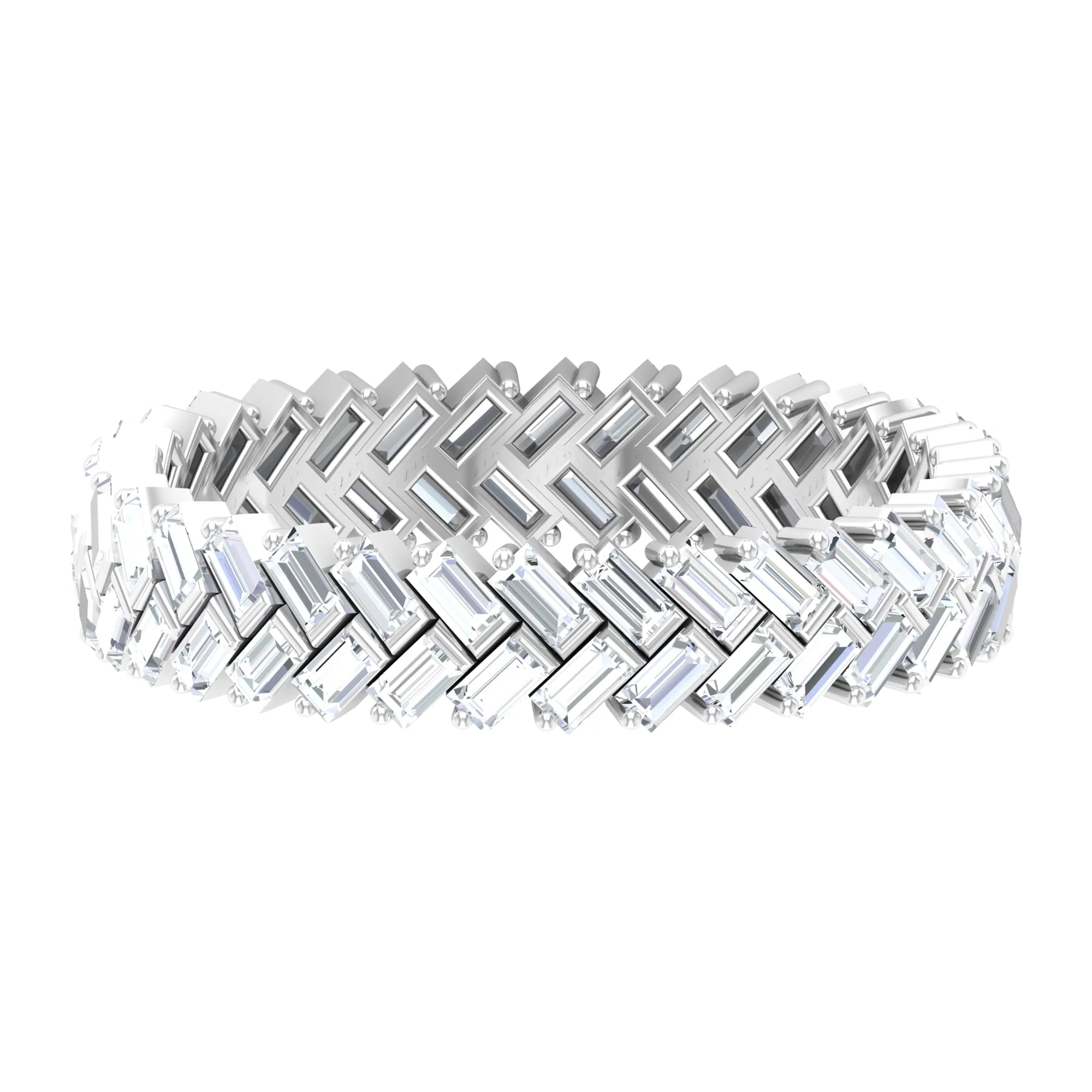 Baguette Cut Zircon Braided Eternity Wedding Band Ring