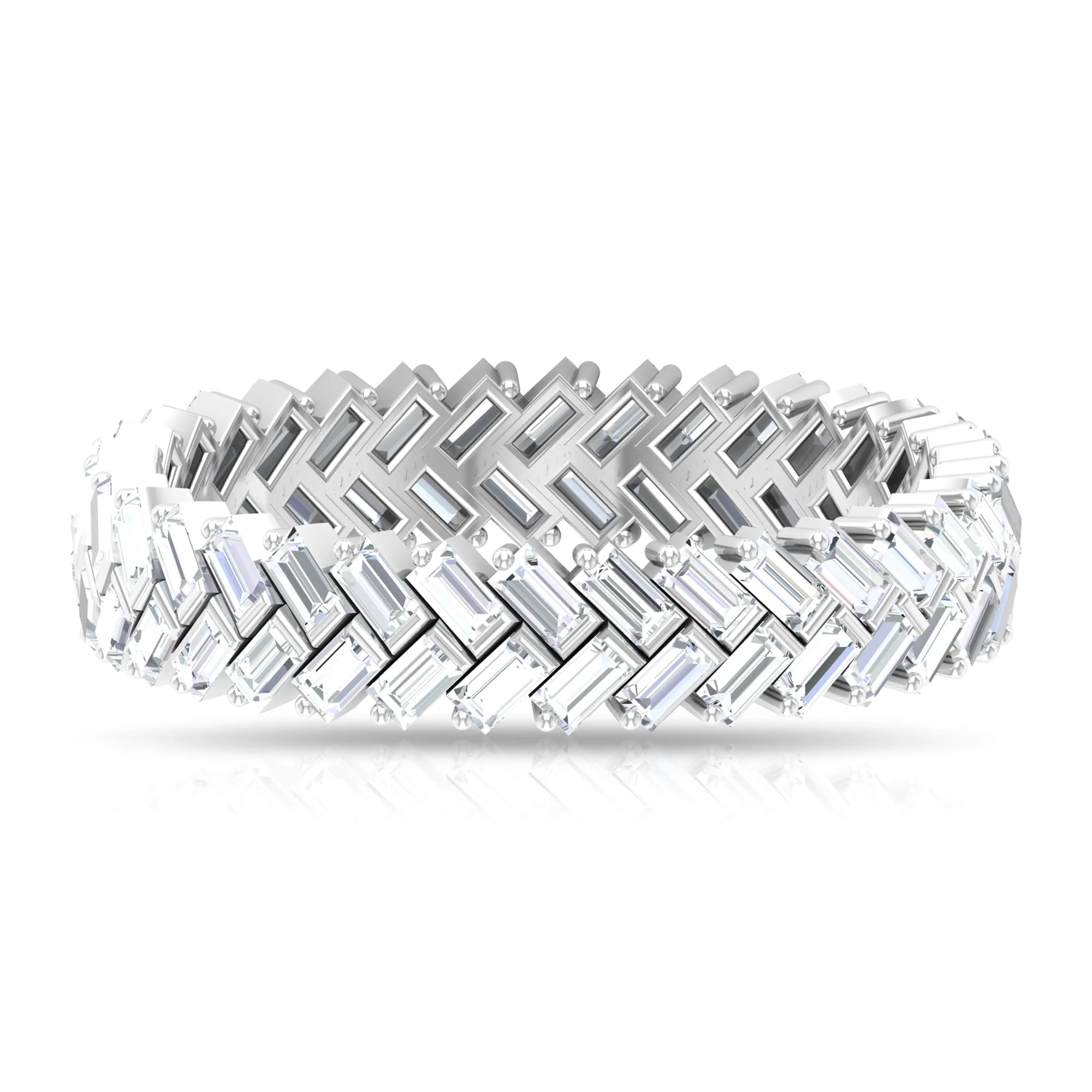 Baguette Cut Zircon Braided Eternity Wedding Band Ring