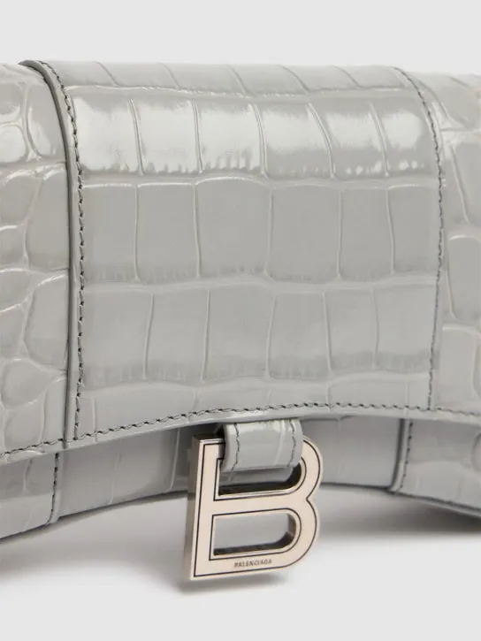 Balenciaga   Hourglass embossed leather chain wallet 