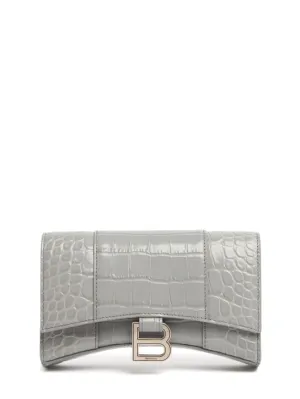 Balenciaga   Hourglass embossed leather chain wallet 