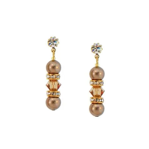 Beaded Champagne Crystal & Pearl Earrings