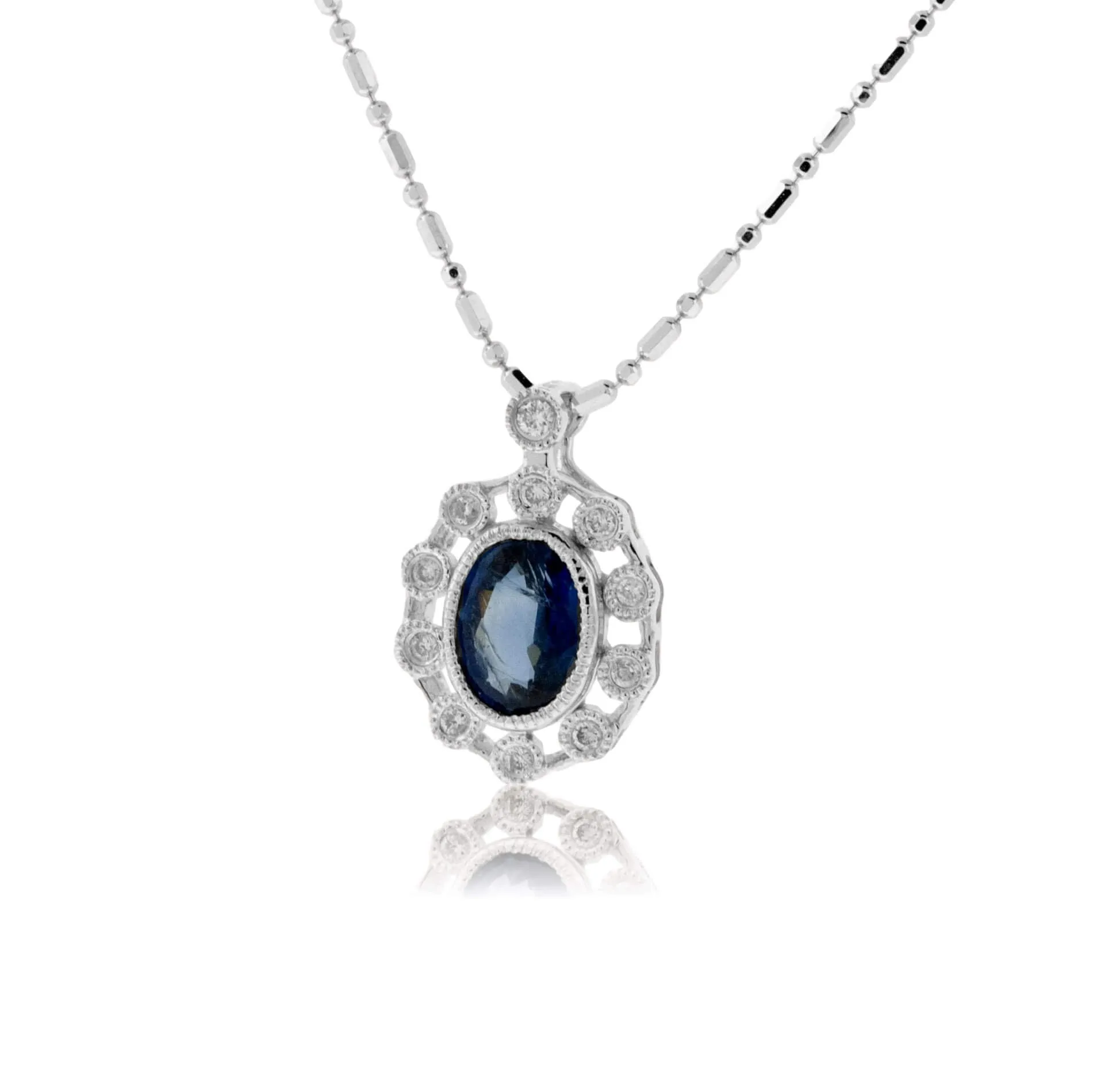 Blue Sapphire and Diamond Blooming Pendant