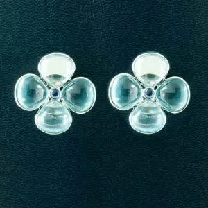 Blue Topaz & Iolite Flower Earrings