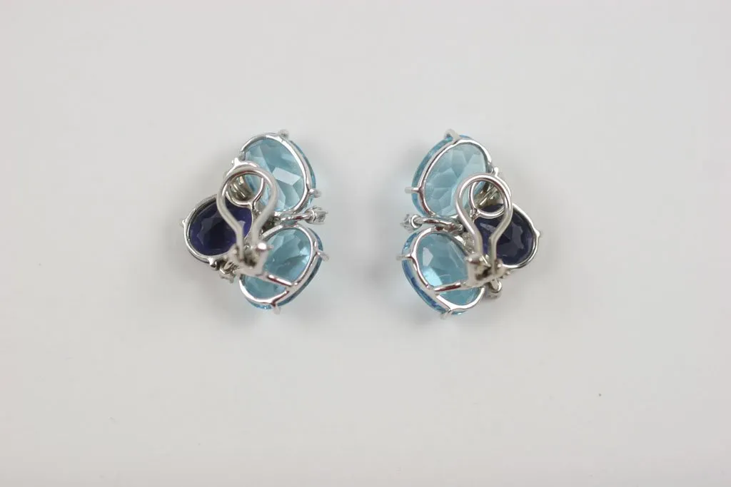 Blue Topaz and Iolite Pebble Earrings