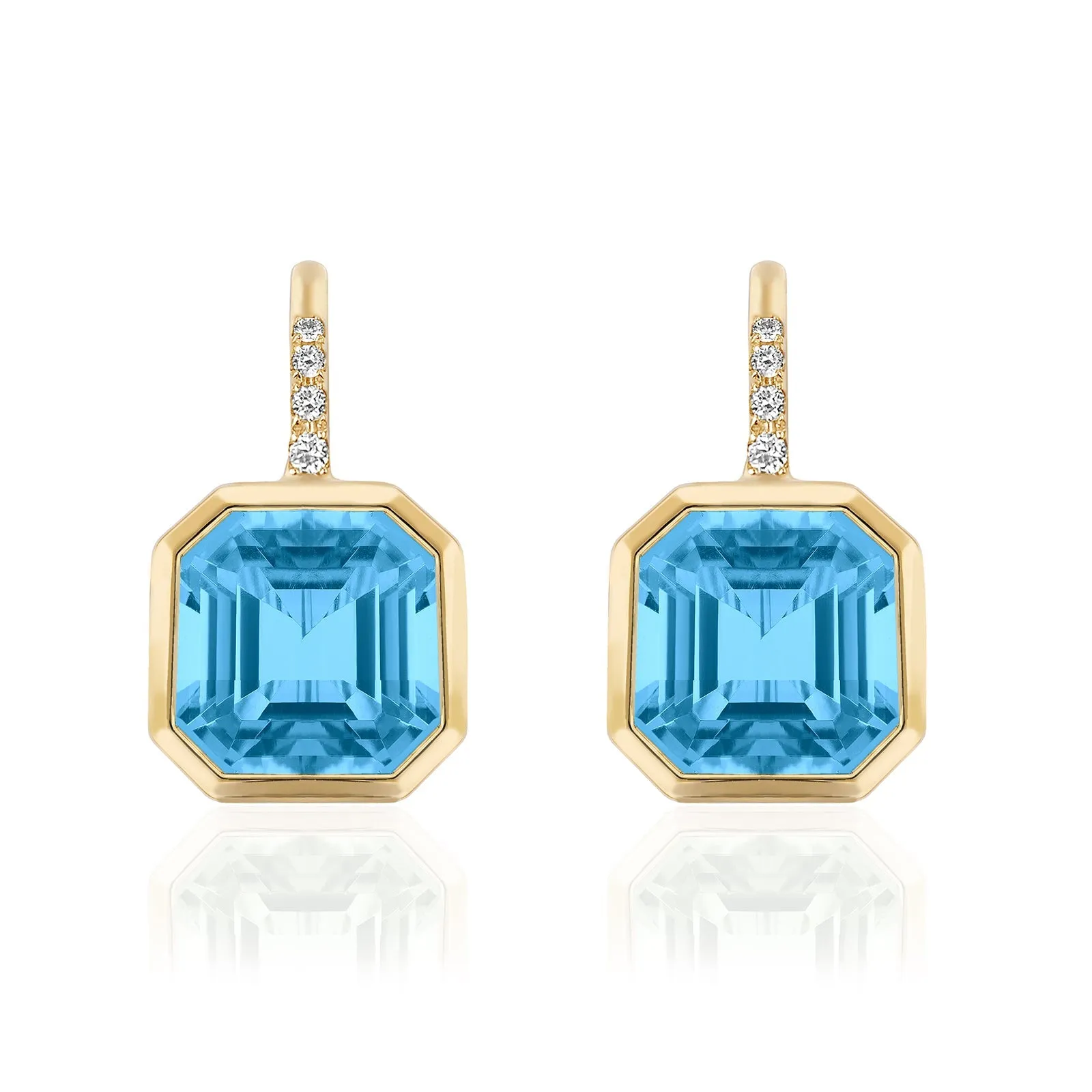 Blue Topaz Earrings on Wire with Diamonds