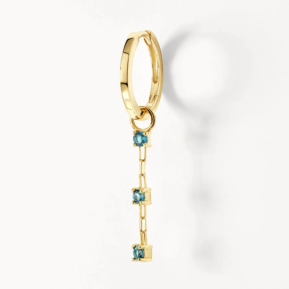 Blue Topaz Trio Drop Charm in 10k Gold