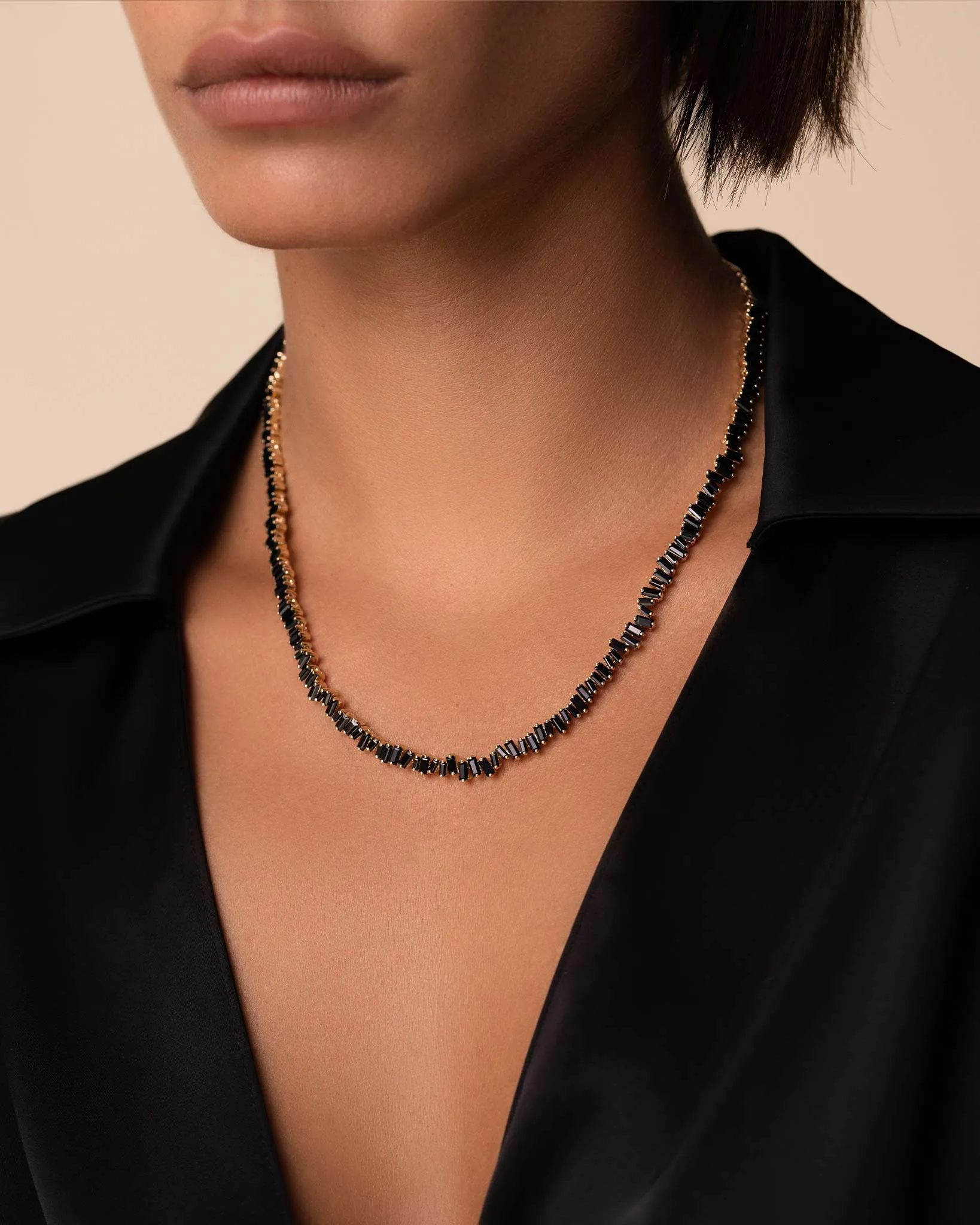 Bold Black Sapphire Tennis Necklace