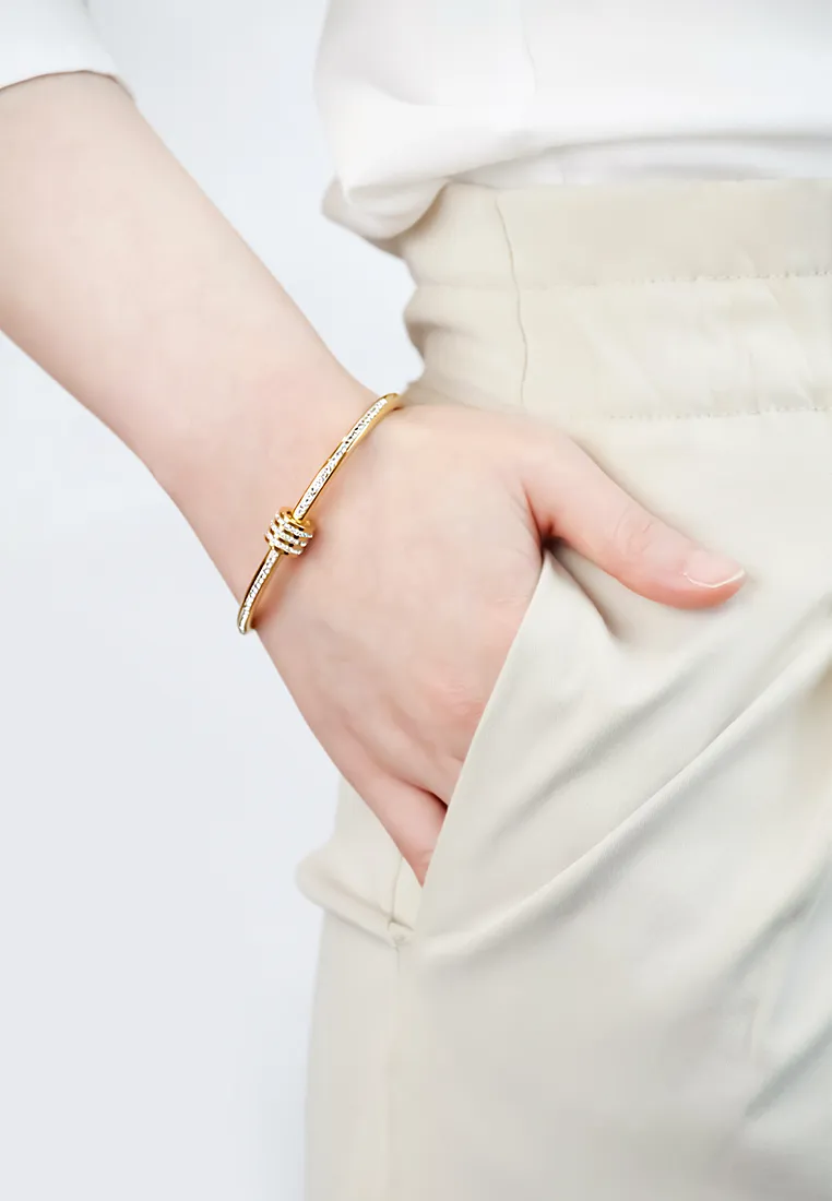 Brielle Zirconia Barrel with Screw Clasp Bangle