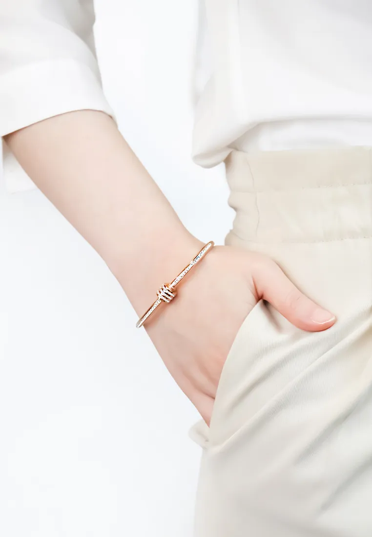 Brielle Zirconia Barrel with Screw Clasp Bangle