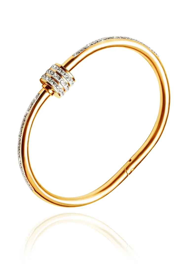 Brielle Zirconia Barrel with Screw Clasp Bangle