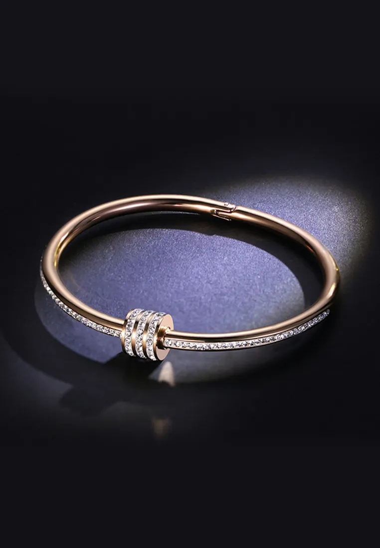 Brielle Zirconia Barrel with Screw Clasp Bangle