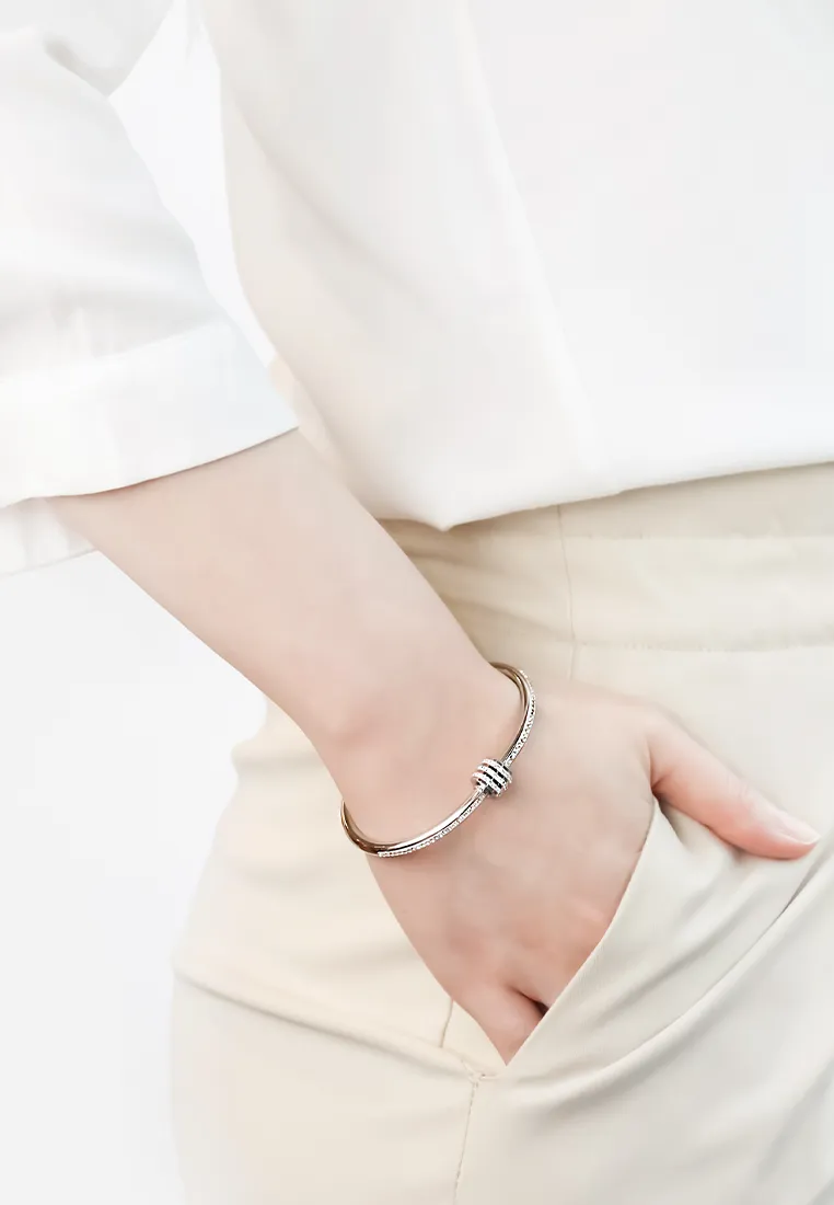 Brielle Zirconia Barrel with Screw Clasp Bangle