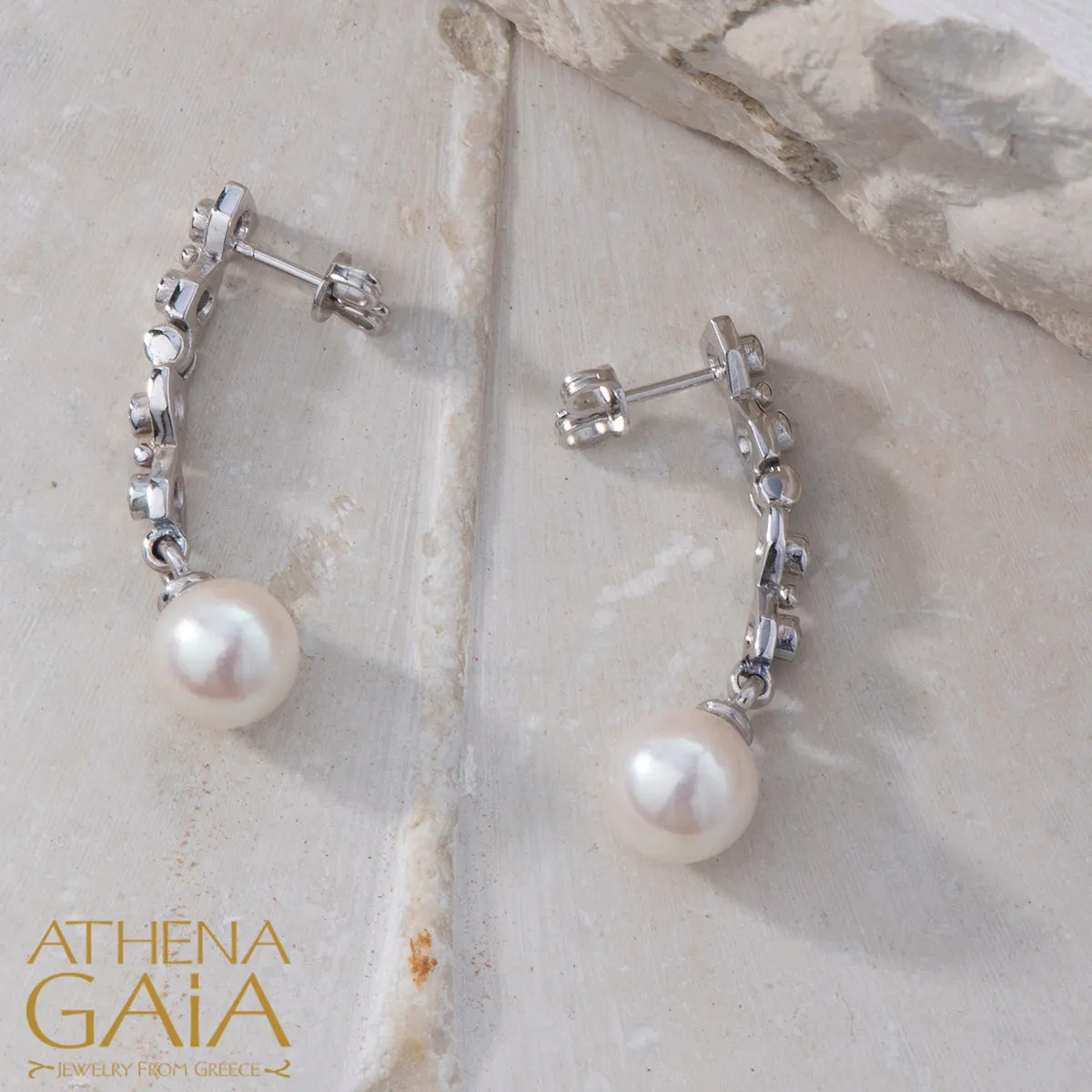 Byzantine Embroidery Pearl And Diamond Earrings