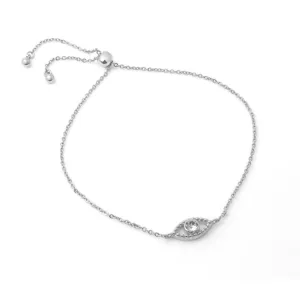 Cable Chain Evil Eye Bracelet - Silver