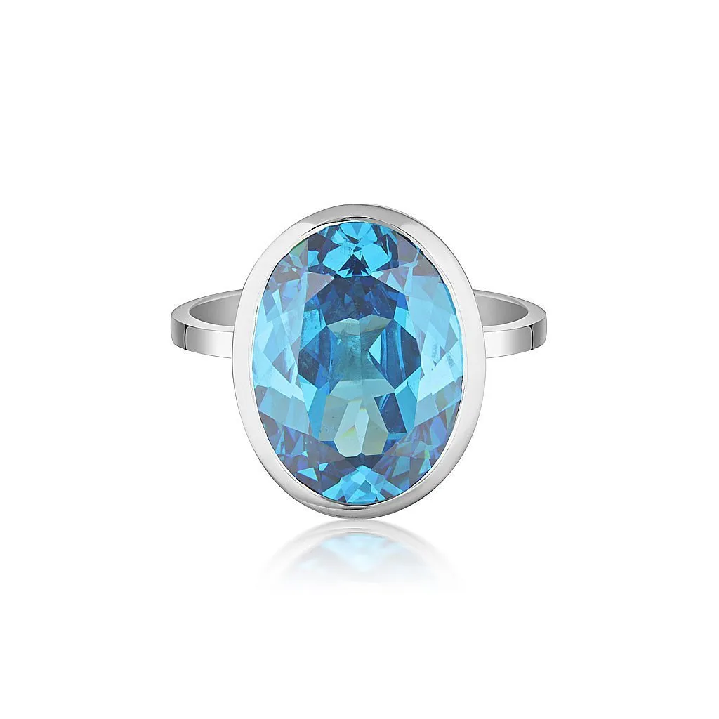 CELEBRATION STACKER RING - LARGE OVAL CUT - BLUE ZIRCON