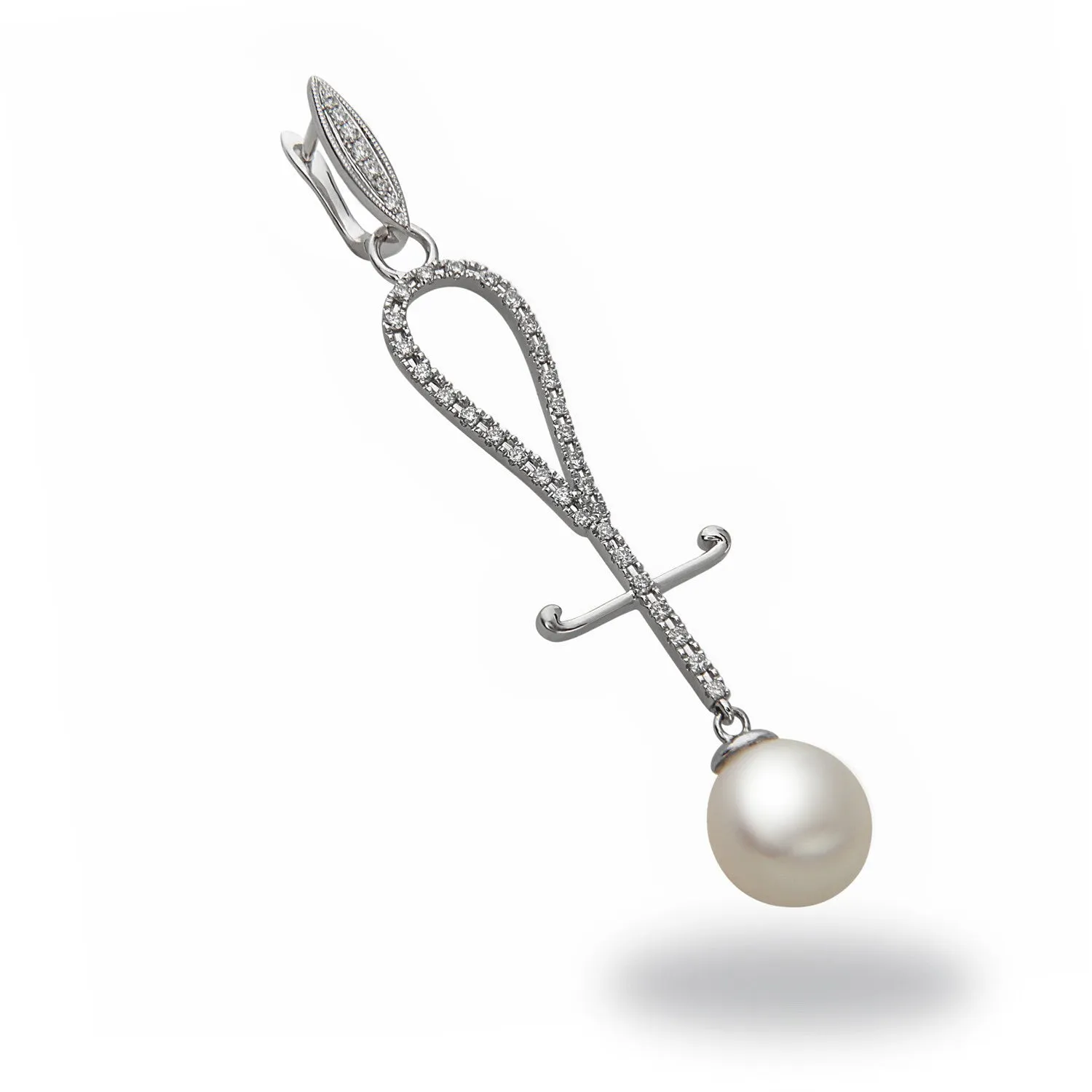 Chandelier White South Sea Pearl and Diamond Earrings