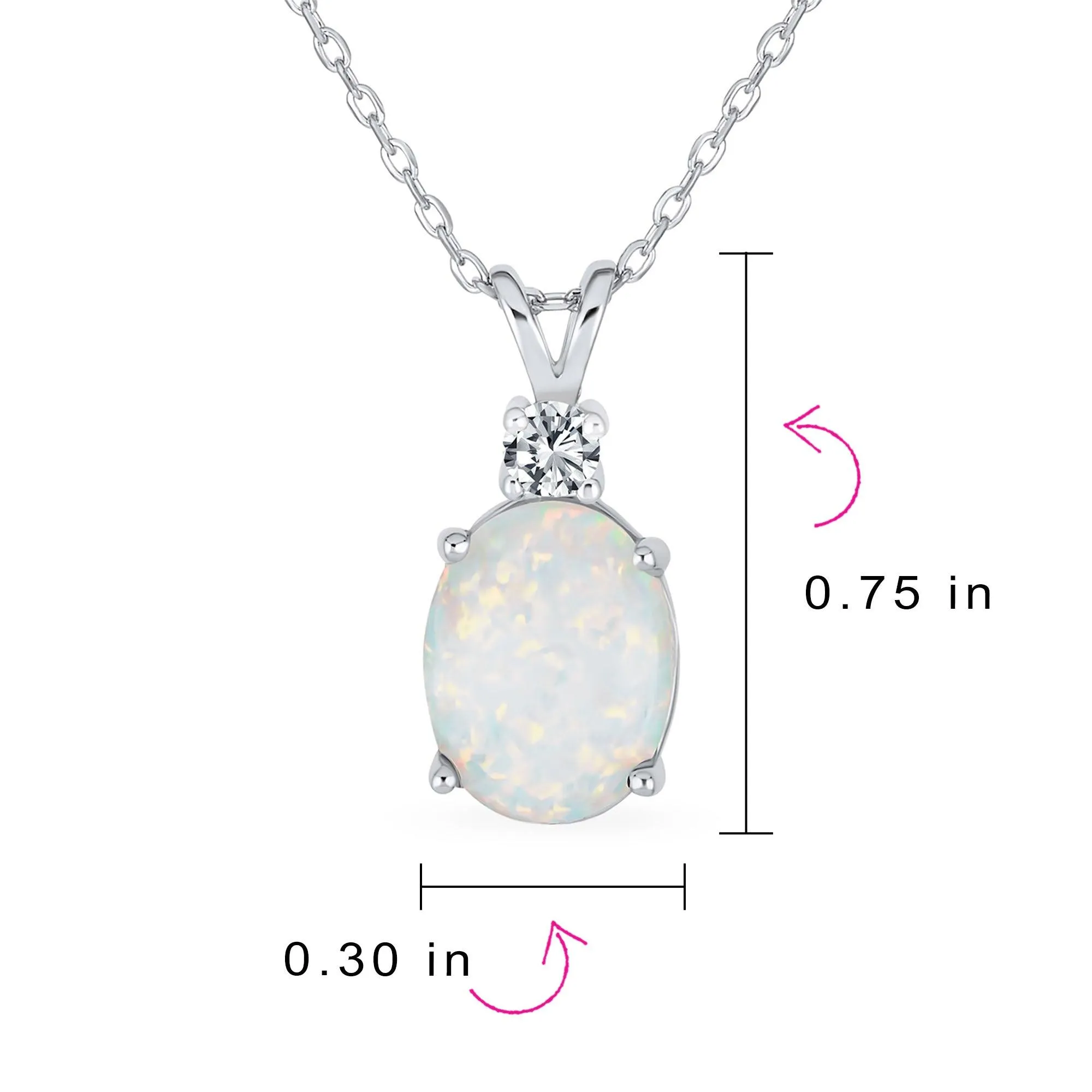 Classic Gemstone CZ Accent Opal Pendant Necklace 14K Gold Plated 16-18 Inch