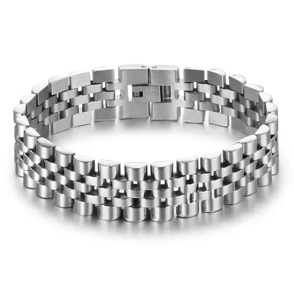 Classy Men Wide Silver Coated Bracelet