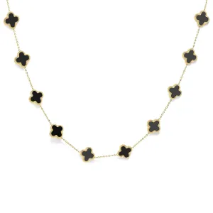 Clover Choker Necklace (Gold & Black)