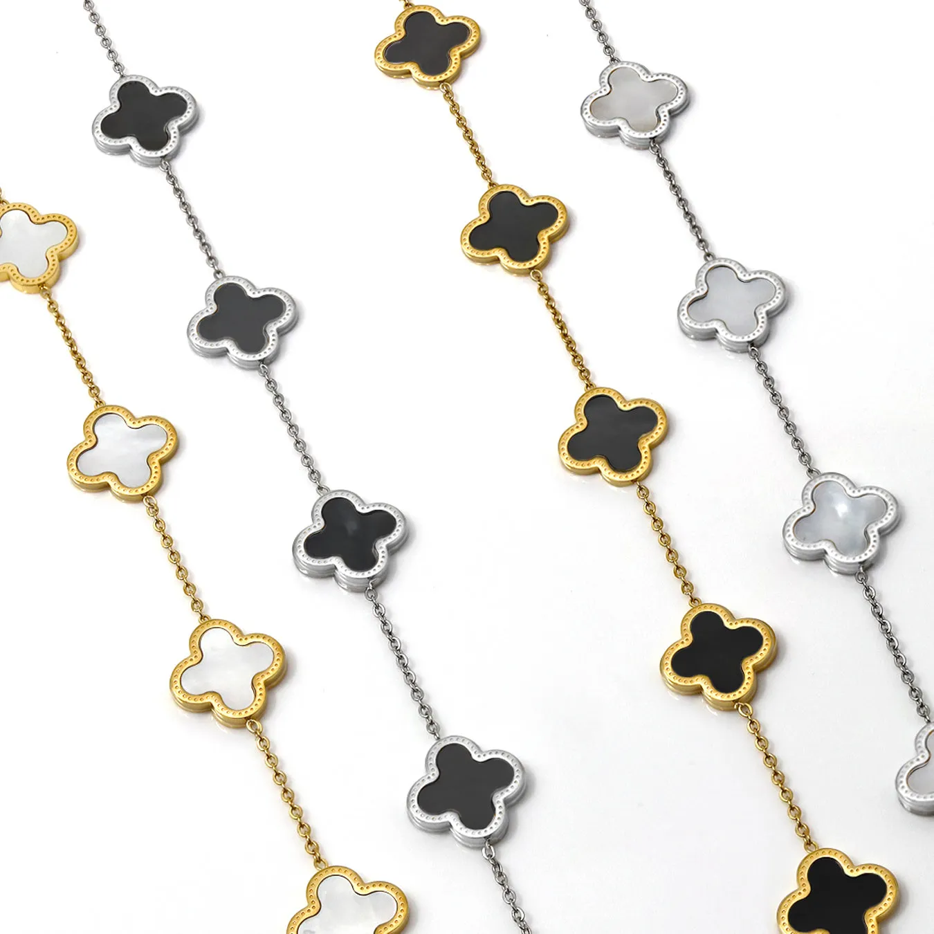 Clover Choker Necklace (Gold & Black)