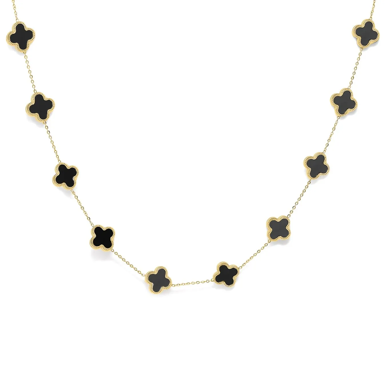 Clover Choker Necklace (Gold & Black)