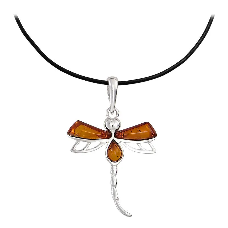 Contemporary Amber Dragonfly Necklace