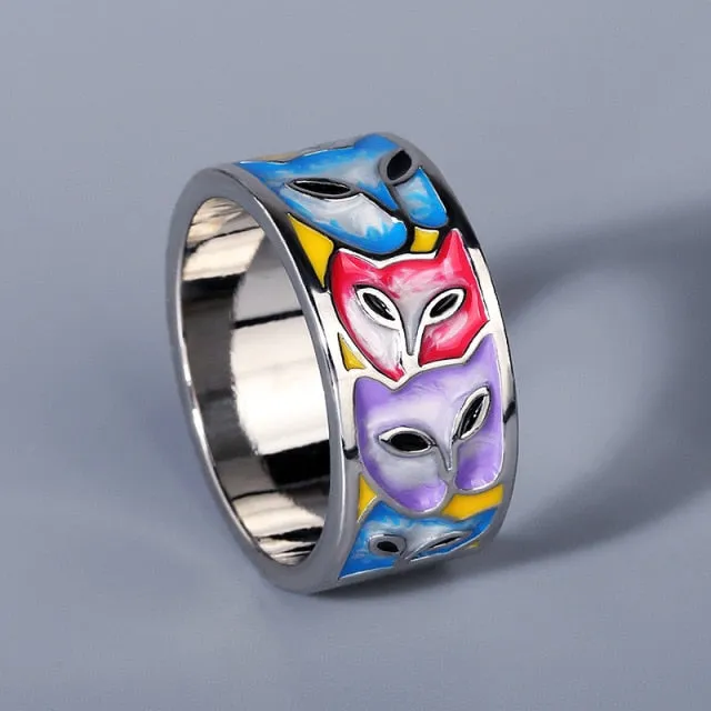 Creative Handmade Enamel Rings for Women in 925 Silver