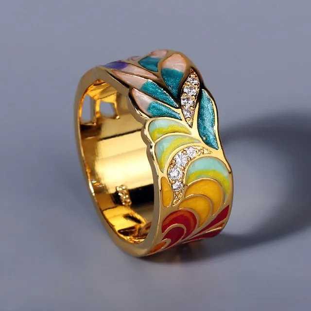 Creative Handmade Enamel Rings for Women in 925 Silver