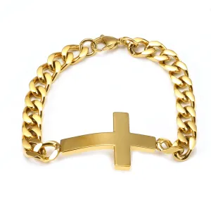 Cuban Chain Christian Cross Bracelet