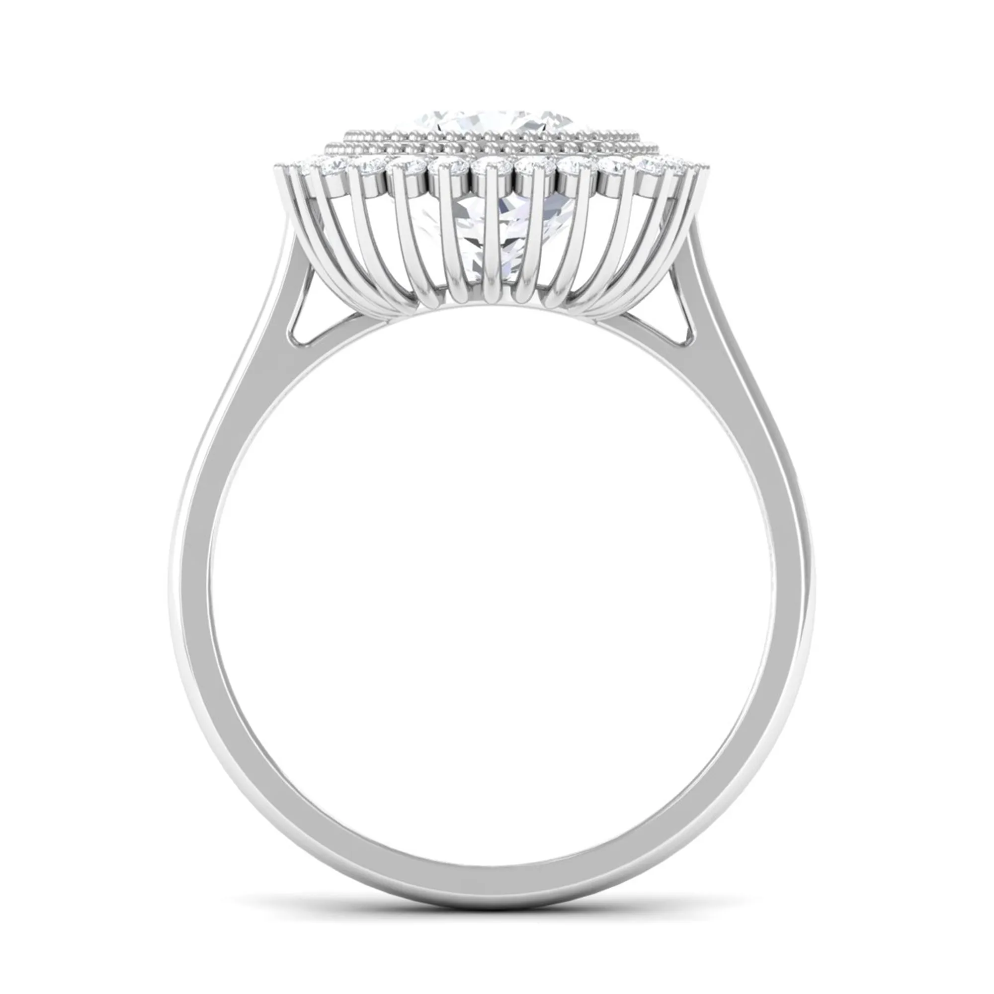 Cushion Cut Simulated Diamond Statement Engagement Ring with Halo