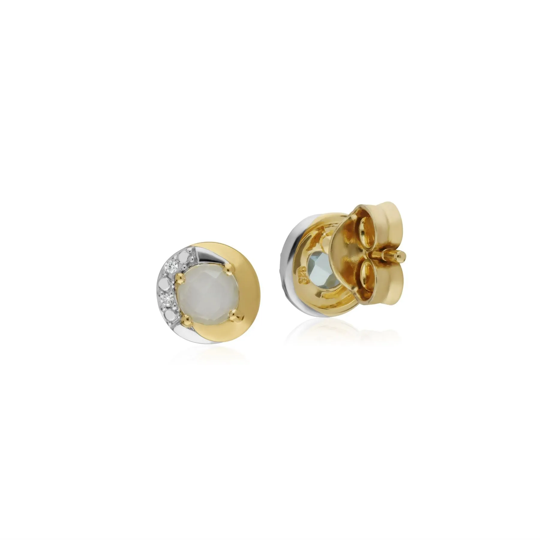 Damen 9 Karat Gelbgold Blue Topas & Diamant Zweifarbig Ohrstecker