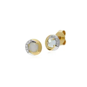 Damen 9 Karat Gelbgold Blue Topas & Diamant Zweifarbig Ohrstecker