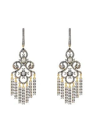 Deco Chandelier Drops Earrings Rosegold Oxidised