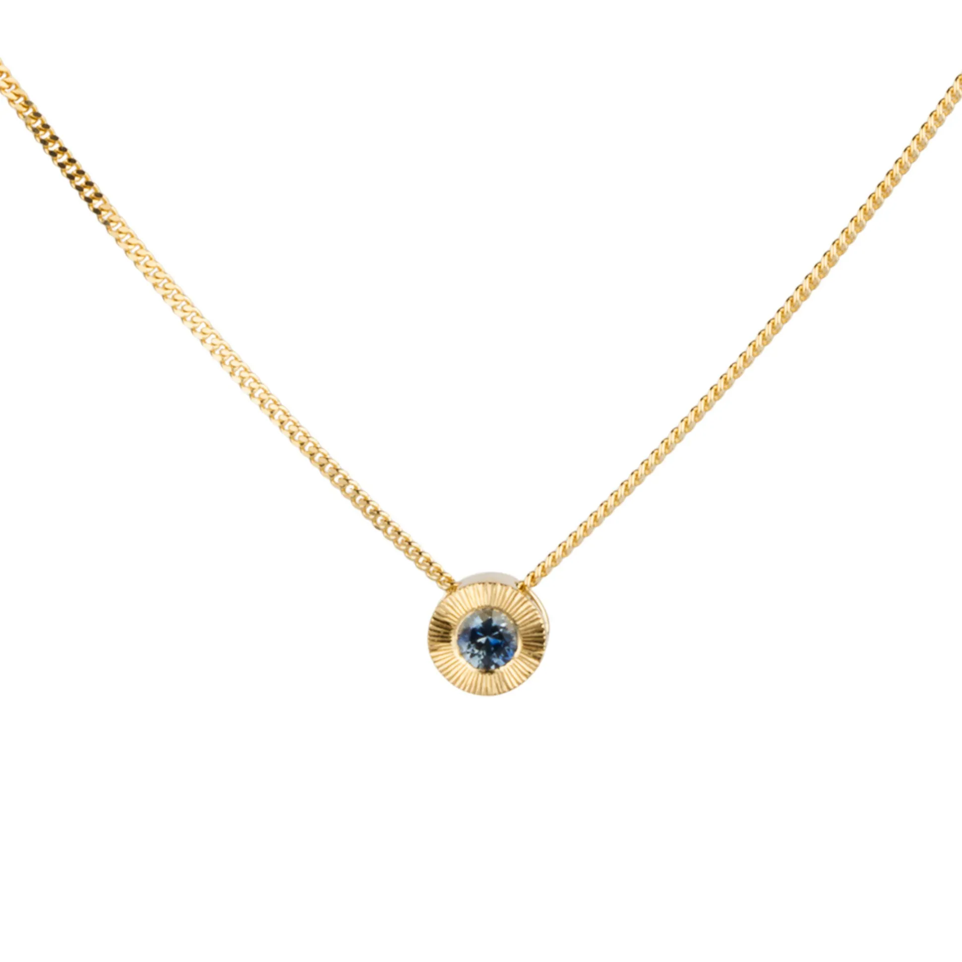 Denim Blue Sapphire Small Aurora Necklace in Yellow Gold