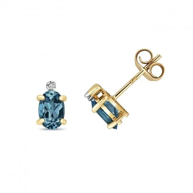 Diamond & London Blue Topaz Stud Earrings ED268LB