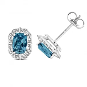 Diamond And London Blue Topaz Stud Earrings ED264WLB