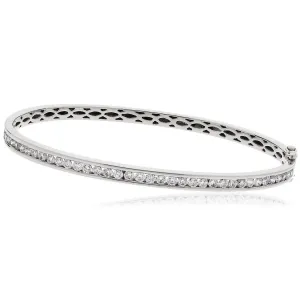 DIAMOND CHANNEL HALF SETTING BANGLE IN 18K WHITE GOLD